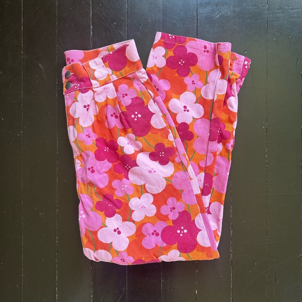 Lucy & Yak Floral Pink and Orange Pants